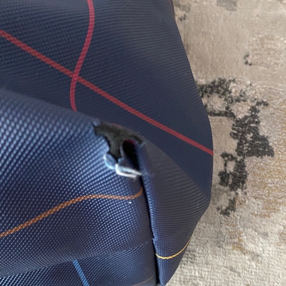 Lacoste Navy and Multicolor Checkered Tote - Picture 6 of 7